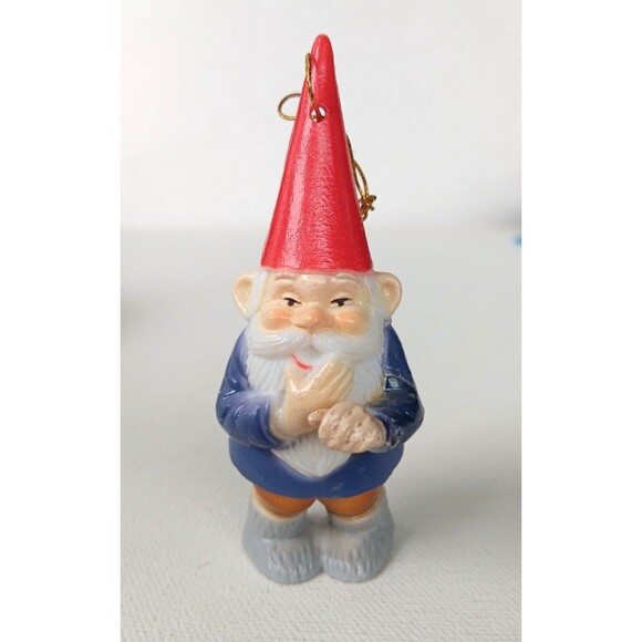 Vintage Uniboek Gnome Christmas Ornament Hard Plastic Hong Kong 3.5" - Picture 1 of 8